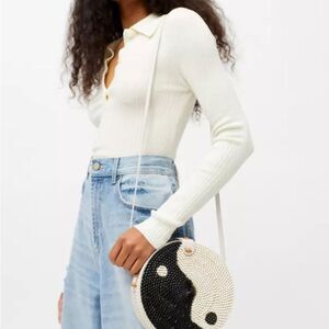 Urban Outfitters Yin Yang Round Rattan Bag NWT!